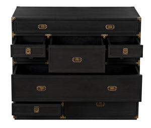 Noir Charles Chest, Pale Mahogany Storage - Elegant Dresser with Brass Hardware & Timeless Design GDRE249P