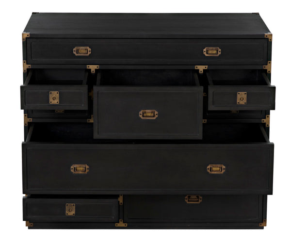 Noir Charles Chest, Pale Mahogany Storage - Elegant Dresser with Brass Hardware & Timeless Design GDRE249P