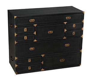 Noir Charles Chest, Pale Mahogany Storage - Elegant Dresser with Brass Hardware & Timeless Design GDRE249P