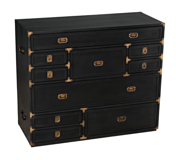 Noir Charles Chest, Pale Mahogany Storage - Elegant Dresser with Brass Hardware & Timeless Design GDRE249P