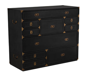 Noir Charles Chest, Pale Mahogany Storage - Elegant Dresser with Brass Hardware & Timeless Design GDRE249P