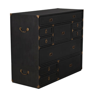 Noir Charles Chest, Pale Mahogany Storage - Elegant Dresser with Brass Hardware & Timeless Design GDRE249P
