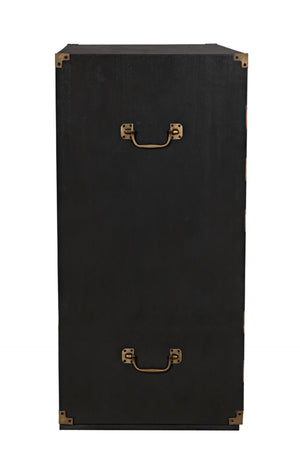 Noir Charles Chest, Pale Mahogany Storage - Elegant Dresser with Brass Hardware & Timeless Design GDRE249P