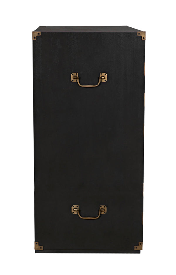 Noir Charles Chest, Pale Mahogany Storage - Elegant Dresser with Brass Hardware & Timeless Design GDRE249P