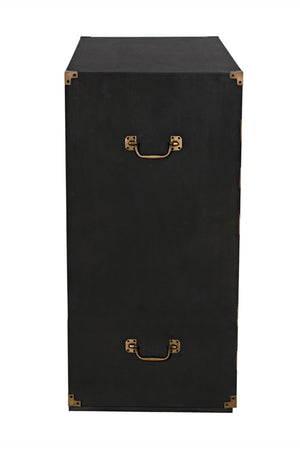 Noir Charles Chest, Pale Mahogany Storage - Elegant Dresser with Brass Hardware & Timeless Design GDRE249P