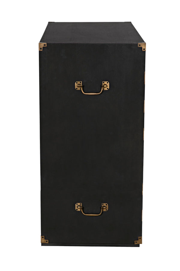 Noir Charles Chest, Pale Mahogany Storage - Elegant Dresser with Brass Hardware & Timeless Design GDRE249P