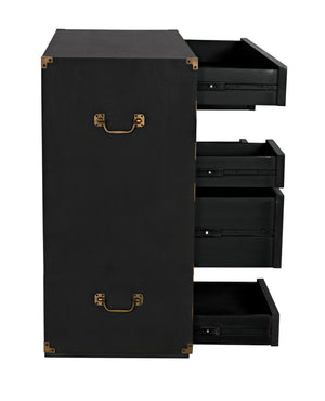 Noir Charles Chest, Pale Mahogany Storage - Elegant Dresser with Brass Hardware & Timeless Design GDRE249P