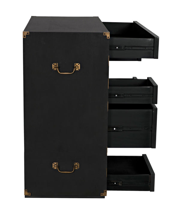 Noir Charles Chest, Pale Mahogany Storage - Elegant Dresser with Brass Hardware & Timeless Design GDRE249P