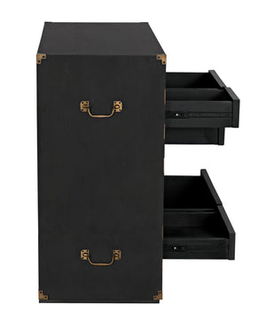 Noir Charles Chest, Pale Mahogany Storage - Elegant Dresser with Brass Hardware & Timeless Design GDRE249P