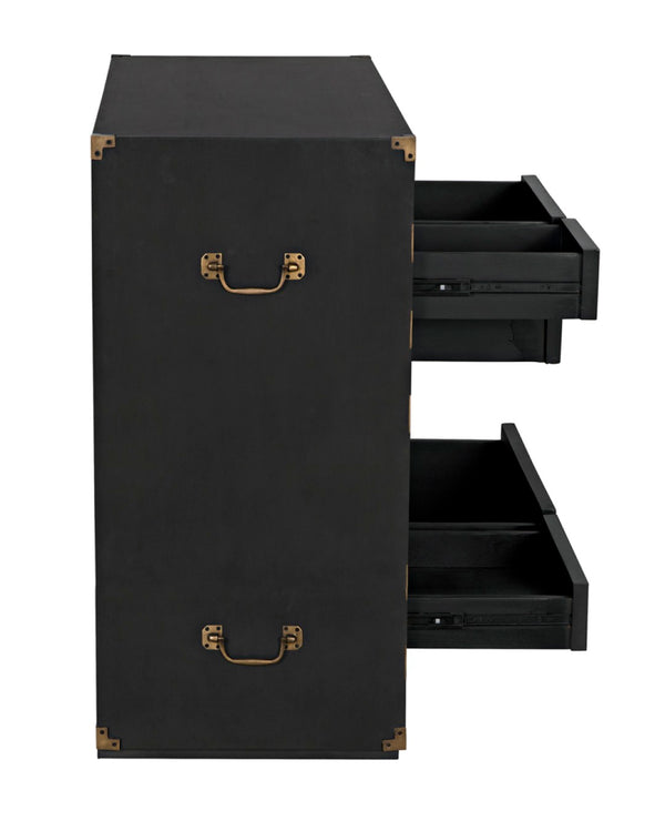 Noir Charles Chest, Pale Mahogany Storage - Elegant Dresser with Brass Hardware & Timeless Design GDRE249P