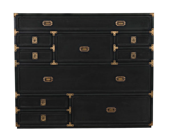 Noir Charles Chest, Pale Mahogany Storage - Elegant Dresser with Brass Hardware & Timeless Design GDRE249P