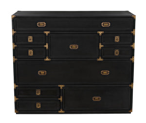Noir Charles Chest, Pale Mahogany Storage - Elegant Dresser with Brass Hardware & Timeless Design GDRE249P