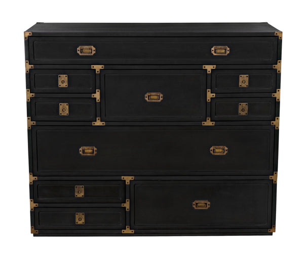 Noir Charles Chest, Pale Mahogany Storage - Elegant Dresser with Brass Hardware & Timeless Design GDRE249P