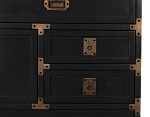 Noir Charles Chest, Pale Mahogany Storage - Elegant Dresser with Brass Hardware & Timeless Design GDRE249P