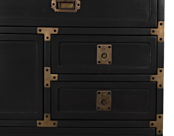Noir Charles Chest, Pale Mahogany Storage - Elegant Dresser with Brass Hardware & Timeless Design GDRE249P