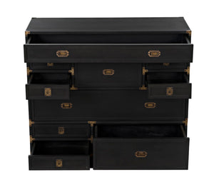 Noir Charles Chest, Pale Mahogany Storage - Elegant Dresser with Brass Hardware & Timeless Design GDRE249P