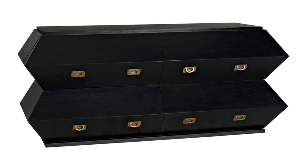 Noir Vico Dresser - Solid Mahogany with Hand-Rubbed Black Finish, Timeless Design for Modern Spaces GDRE250HB