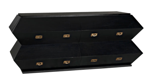Noir Vico Dresser - Solid Mahogany with Hand-Rubbed Black Finish, Timeless Design for Modern Spaces GDRE250HB