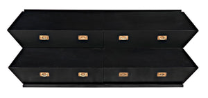 Noir Vico Dresser - Solid Mahogany with Hand-Rubbed Black Finish, Timeless Design for Modern Spaces GDRE250HB