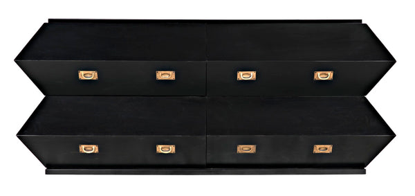 Noir Vico Dresser - Solid Mahogany with Hand-Rubbed Black Finish, Timeless Design for Modern Spaces GDRE250HB
