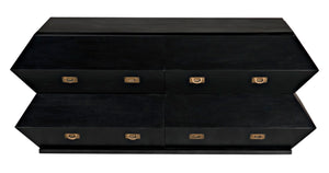 Noir Vico Dresser - Solid Mahogany with Hand-Rubbed Black Finish, Timeless Design for Modern Spaces GDRE250HB