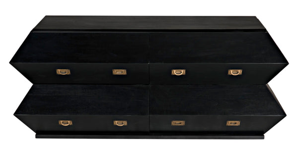 Noir Vico Dresser - Solid Mahogany with Hand-Rubbed Black Finish, Timeless Design for Modern Spaces GDRE250HB