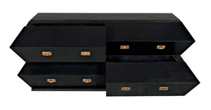 Noir Vico Dresser - Solid Mahogany with Hand-Rubbed Black Finish, Timeless Design for Modern Spaces GDRE250HB
