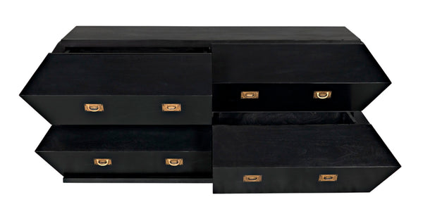 Noir Vico Dresser - Solid Mahogany with Hand-Rubbed Black Finish, Timeless Design for Modern Spaces GDRE250HB
