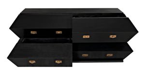 Noir Vico Dresser - Solid Mahogany with Hand-Rubbed Black Finish, Timeless Design for Modern Spaces GDRE250HB