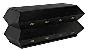 Noir Vico Dresser - Solid Mahogany with Hand-Rubbed Black Finish, Timeless Design for Modern Spaces GDRE250HB