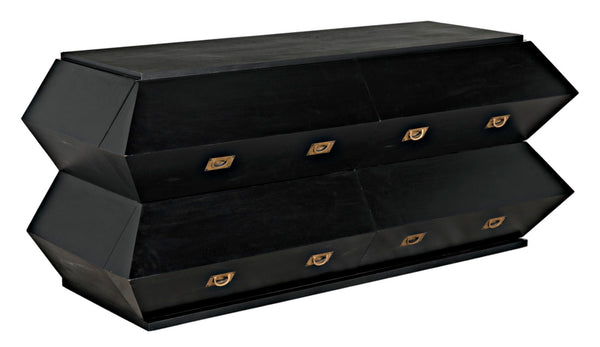 Noir Vico Dresser - Solid Mahogany with Hand-Rubbed Black Finish, Timeless Design for Modern Spaces GDRE250HB
