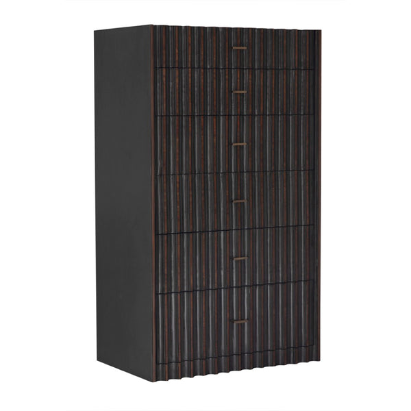 Noir Izzy Tallboy - Elegant Mahogany Storage Solution with Classic Brass Hardware for Timeless Style GDRE251P
