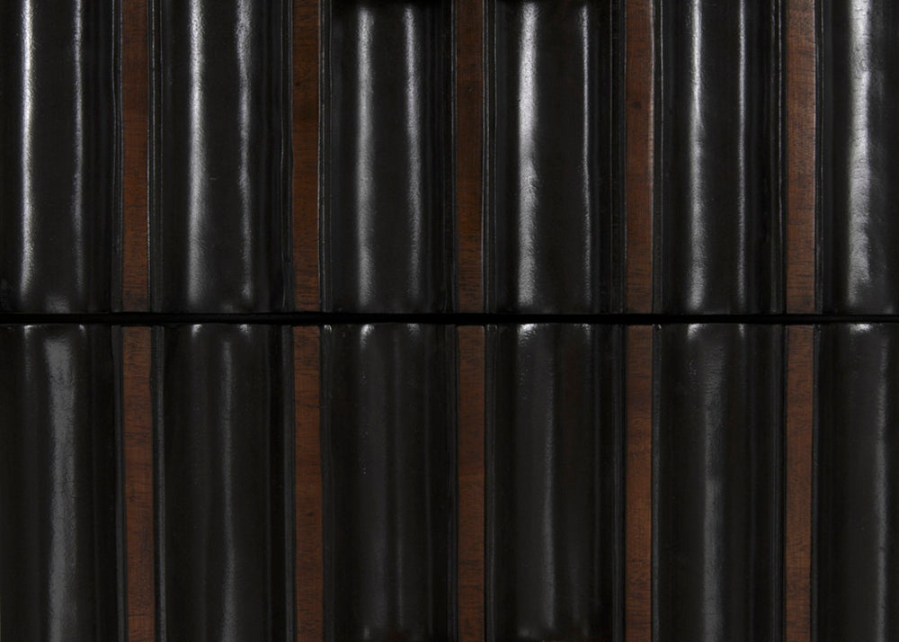 Noir Izzy Tallboy - Elegant Mahogany Storage Solution with Classic Brass Hardware for Timeless Style GDRE251P