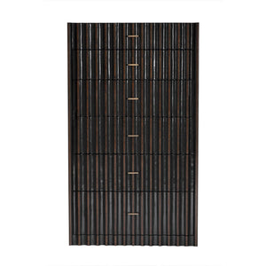 Noir Izzy Tallboy - Elegant Mahogany Storage Solution with Classic Brass Hardware for Timeless Style GDRE251P