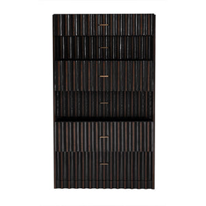 Noir Izzy Tallboy - Elegant Mahogany Storage Solution with Classic Brass Hardware for Timeless Style GDRE251P