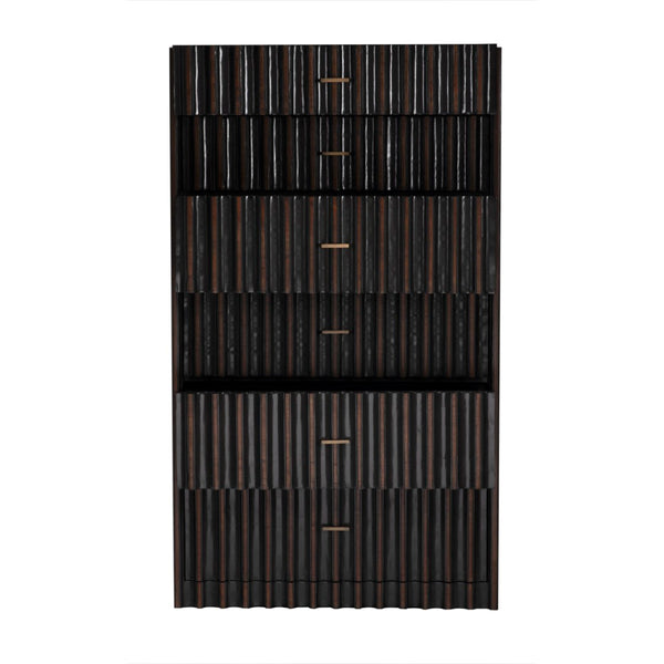 Noir Izzy Tallboy - Elegant Mahogany Storage Solution with Classic Brass Hardware for Timeless Style GDRE251P