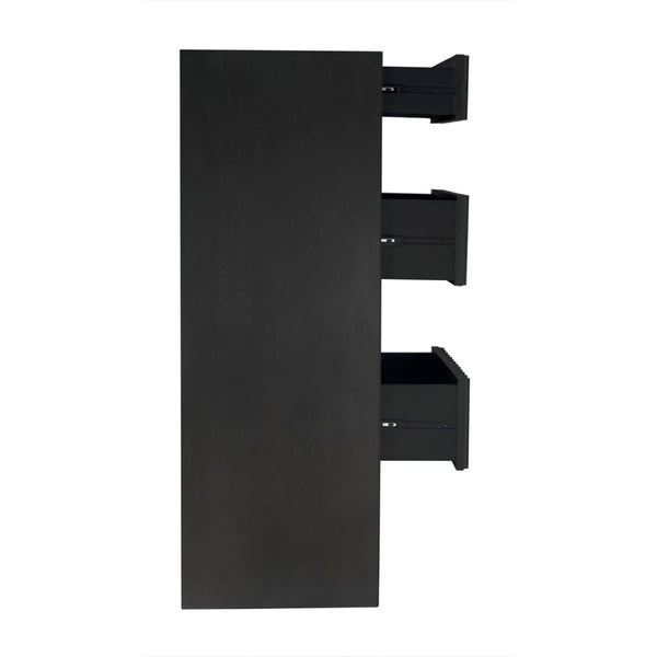 Noir Izzy Tallboy - Elegant Mahogany Storage Solution with Classic Brass Hardware for Timeless Style GDRE251P