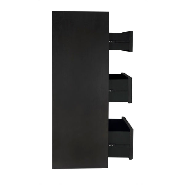 Noir Izzy Tallboy - Elegant Mahogany Storage Solution with Classic Brass Hardware for Timeless Style GDRE251P