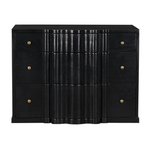 Kiss Mahogany Dresser with Hand-rubbed Black Finish and Brass Pulls for Bedroom
