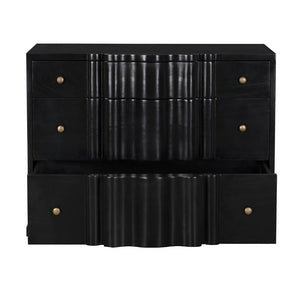 Kiss Mahogany Dresser with Hand-rubbed Black Finish and Brass Pulls for Bedroom