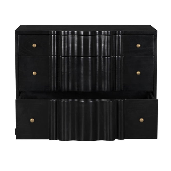 Kiss Mahogany Dresser with Hand-rubbed Black Finish and Brass Pulls for Bedroom