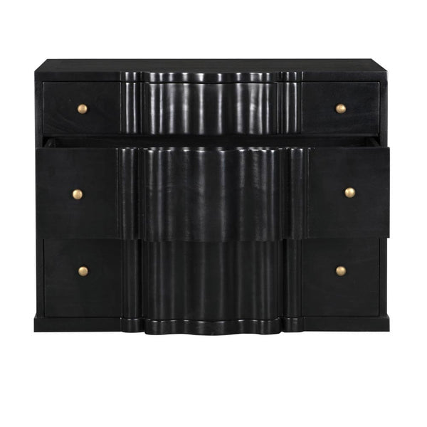 Kiss Mahogany Dresser with Hand-rubbed Black Finish and Brass Pulls for Bedroom