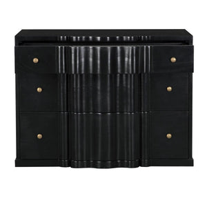 Kiss Mahogany Dresser with Hand-rubbed Black Finish and Brass Pulls for Bedroom
