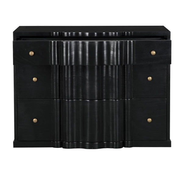 Kiss Mahogany Dresser with Hand-rubbed Black Finish and Brass Pulls for Bedroom