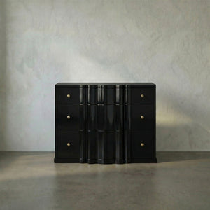 Kiss Mahogany Dresser with Hand-rubbed Black Finish and Brass Pulls for Bedroom