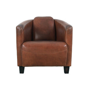 Pasargad Madison Luxurious Top Grain Leather Lounge Armchair – Elegant Comfort For Any Space Brown Leather Chair-883-1