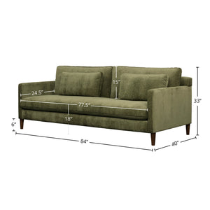 Lh Imports Gemma Sofa - Elevate Your Living Space With Stunning Comfort And Timeless Style For Any Home Green Polyester Fabric,Foam,Feather,Polyester Fibre,Dacron,Rubberwood Gem-01olv