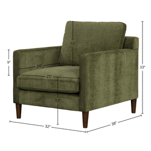 Lh Imports Gemma Club Chair - Luxurious Comfort With Reversible Cushions And Elegant Rubber Tapered Legs Green Polyester Fabric,Foam,Feather,Polyester Fibre,Dacron,Rubberwood Gem-02olv