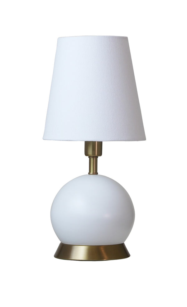 House Of Troy Geo Mini Accent Lamp - Stylish 12-inch Table Light For Modern Décor, Perfect For Any Room White With Weathered Brass Accents Metal Geo106