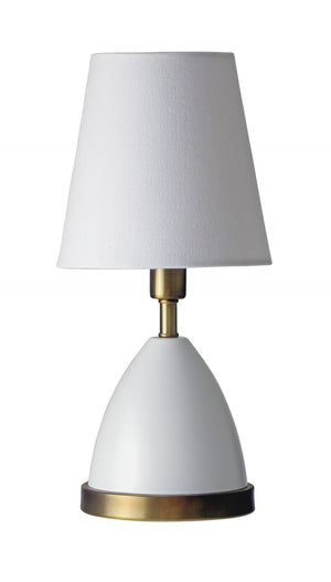 House Of Troy Geo Mini Accent Lamp - Stylish 12-inch Table Light For Modern Décor, Perfect For Any Room White With Weathered Brass Accents Metal Geo206